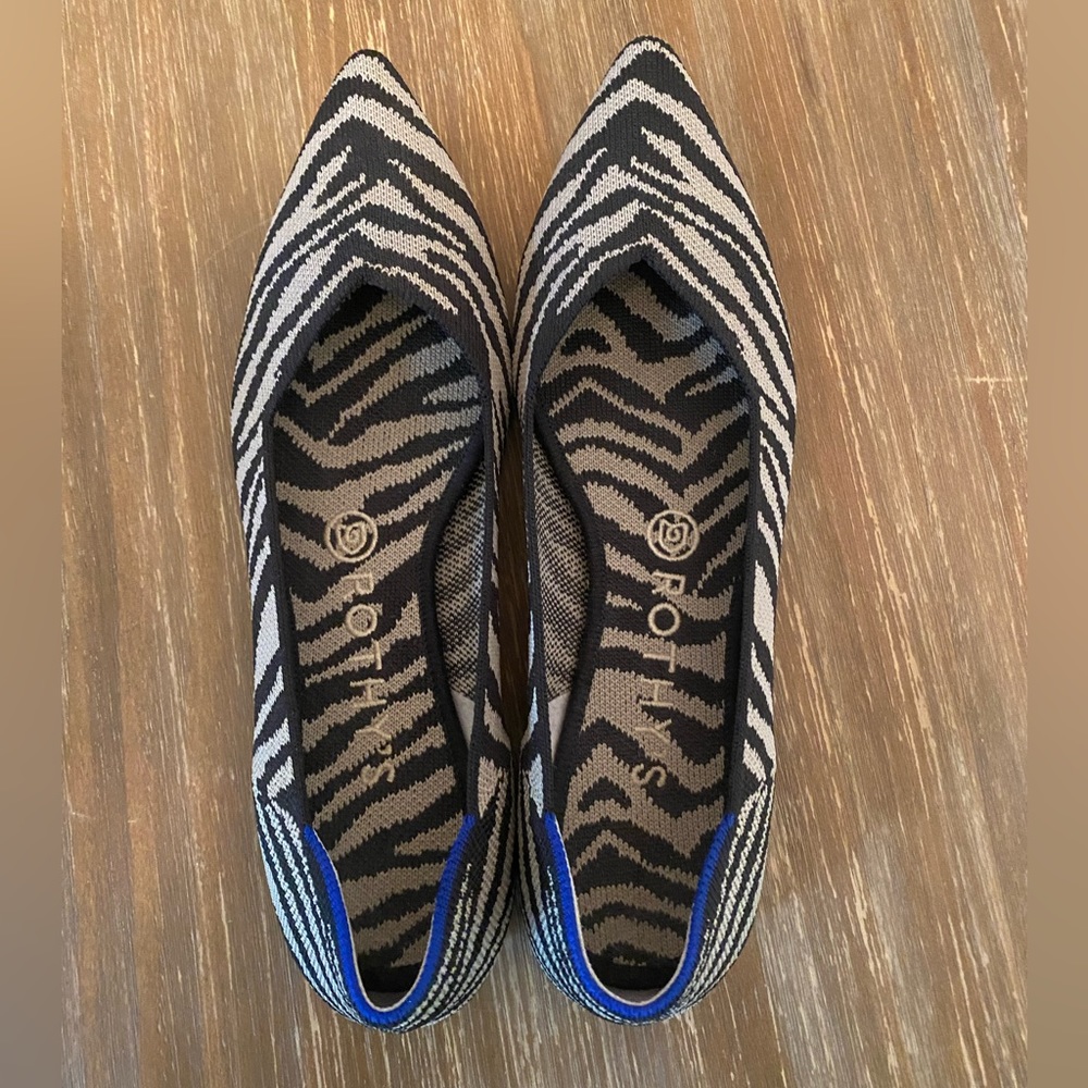 Rothy’s Retired and Rare Black and White Zebra Points Size 8.5